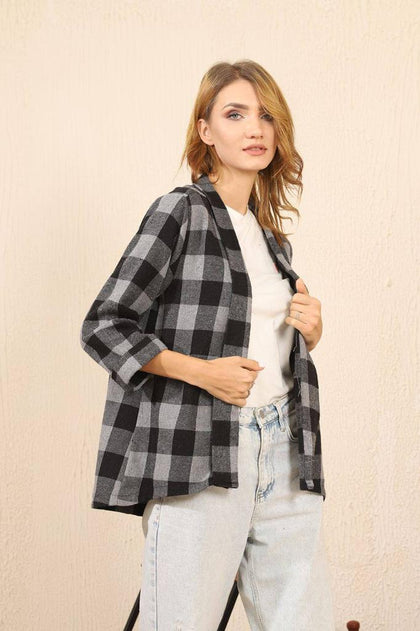 Womens Plaid Detail Coat WTWCC30