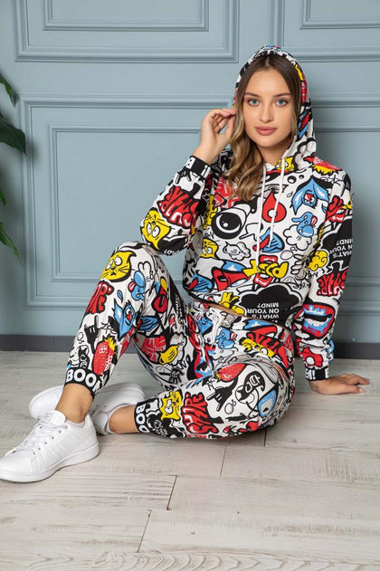 Womens 2 Piece Printed Winter Hooded Co Ord Set WTWFTC80