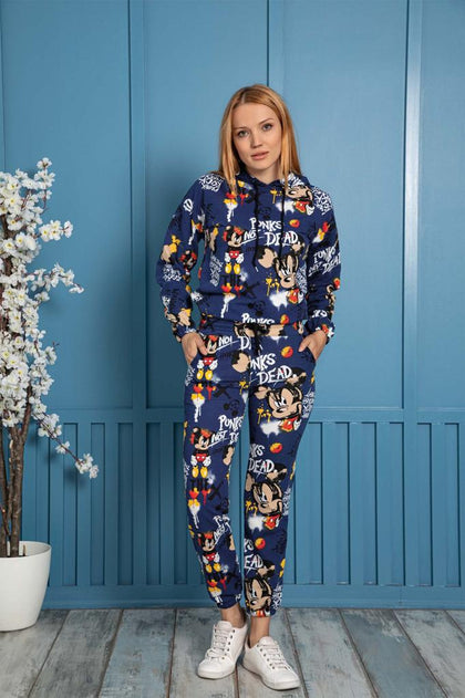 Womens 2 Piece Printed Winter Hooded Co Ord Set WTWFTC76