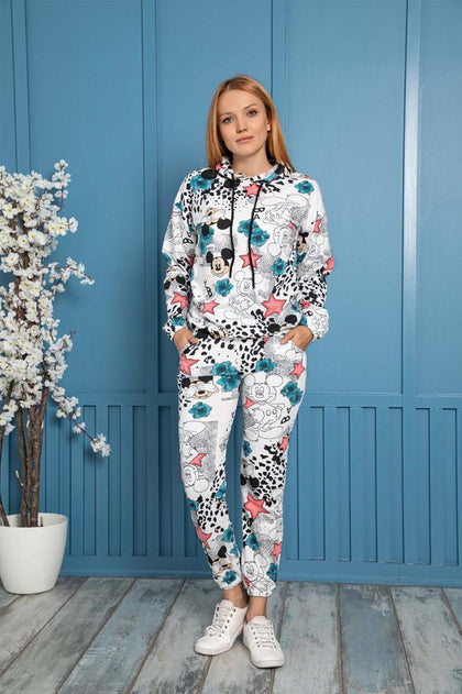 Womens 2 Piece Printed Winter Hooded Co Ord Set WTWFTC74