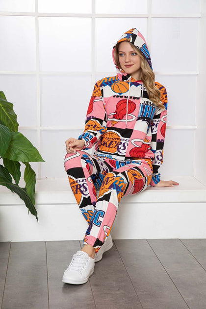 Womens 2 Piece Printed Winter Hooded Co Ord Set WTWFTC85