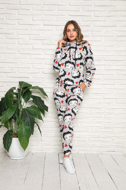 Womens 2 Piece Printed Winter Hooded Co Ord Set WTWFTC87