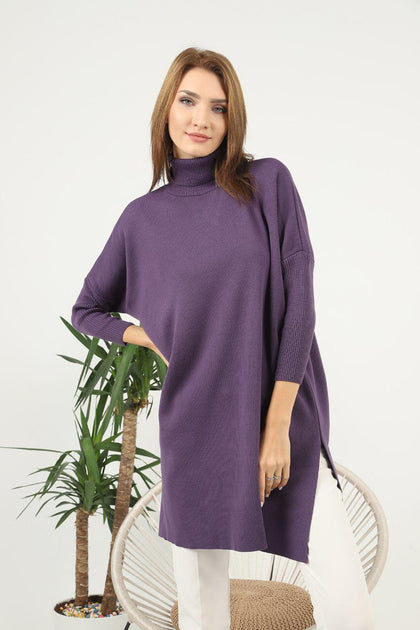 Women's High Neck Oversized Sweater by Memnu - MEWS496