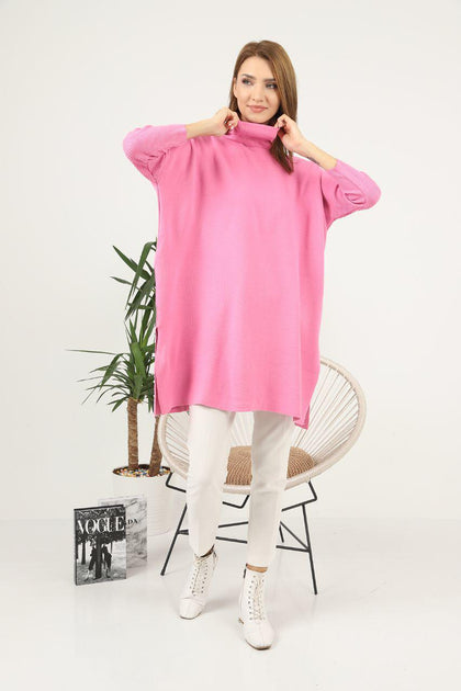 Women's High Neck Oversized Sweater by Memnu - MEWS498