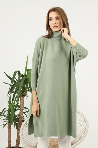 Women's High Neck Oversized Sweater by Memnu - MEWS499