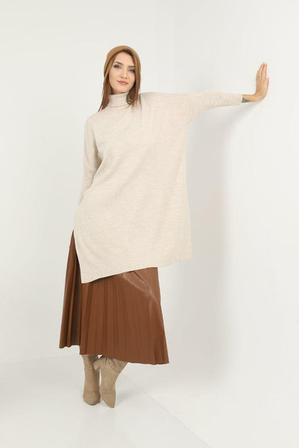 Women's High Neck Oversized Sweater by Memnu - MEWS500