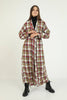 Womens Plaid Detail Maxi Coat WTWCC41