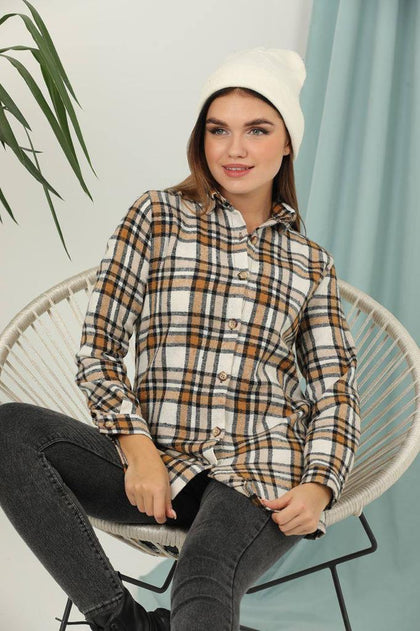 Women's Plaid Shirt Detail Top - WST120