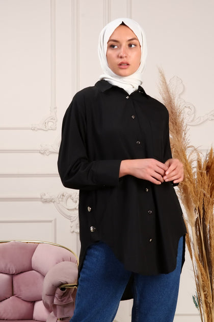 Haya Oversized Button Detail Shirt - HAYWS6