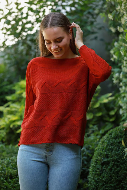 Women's Pattern Knitted Sweater by Memnu - MEWS740