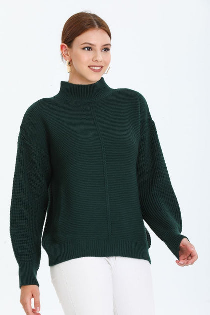 Women's Pattern Knitted High Neck Sweater by Memnu - MEWS752