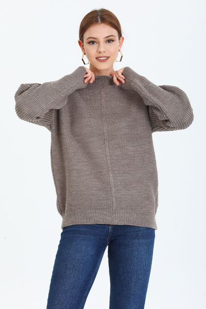 Women's Pattern Knitted High Neck Sweater by Memnu - MEWS753