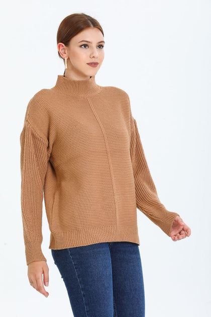 Women's Pattern Knitted High Neck Sweater by Memnu - MEWS747