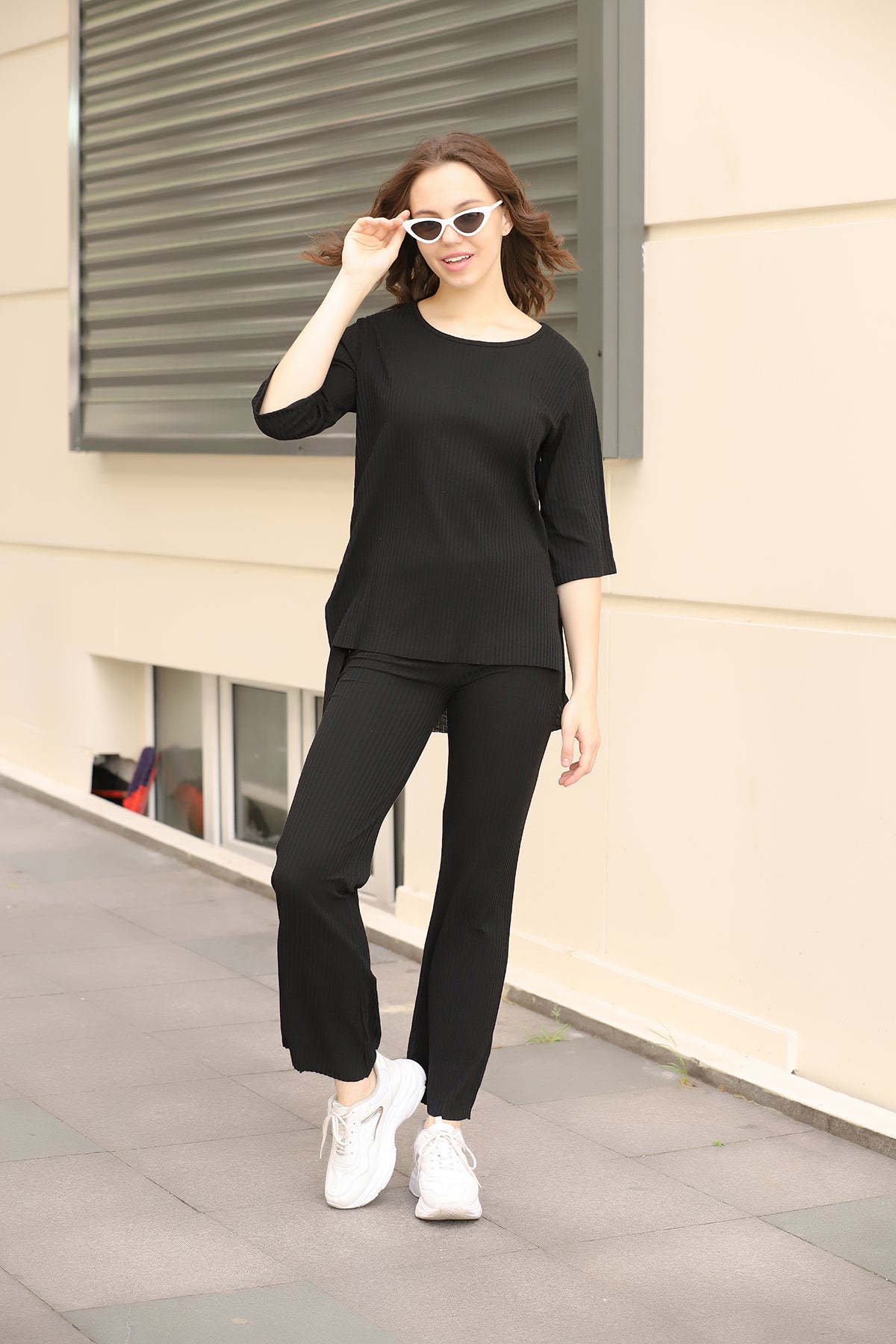 Womens 2 Piece Viscose Side Slit Detail Top and Pants Co Ord Set WTVCO52