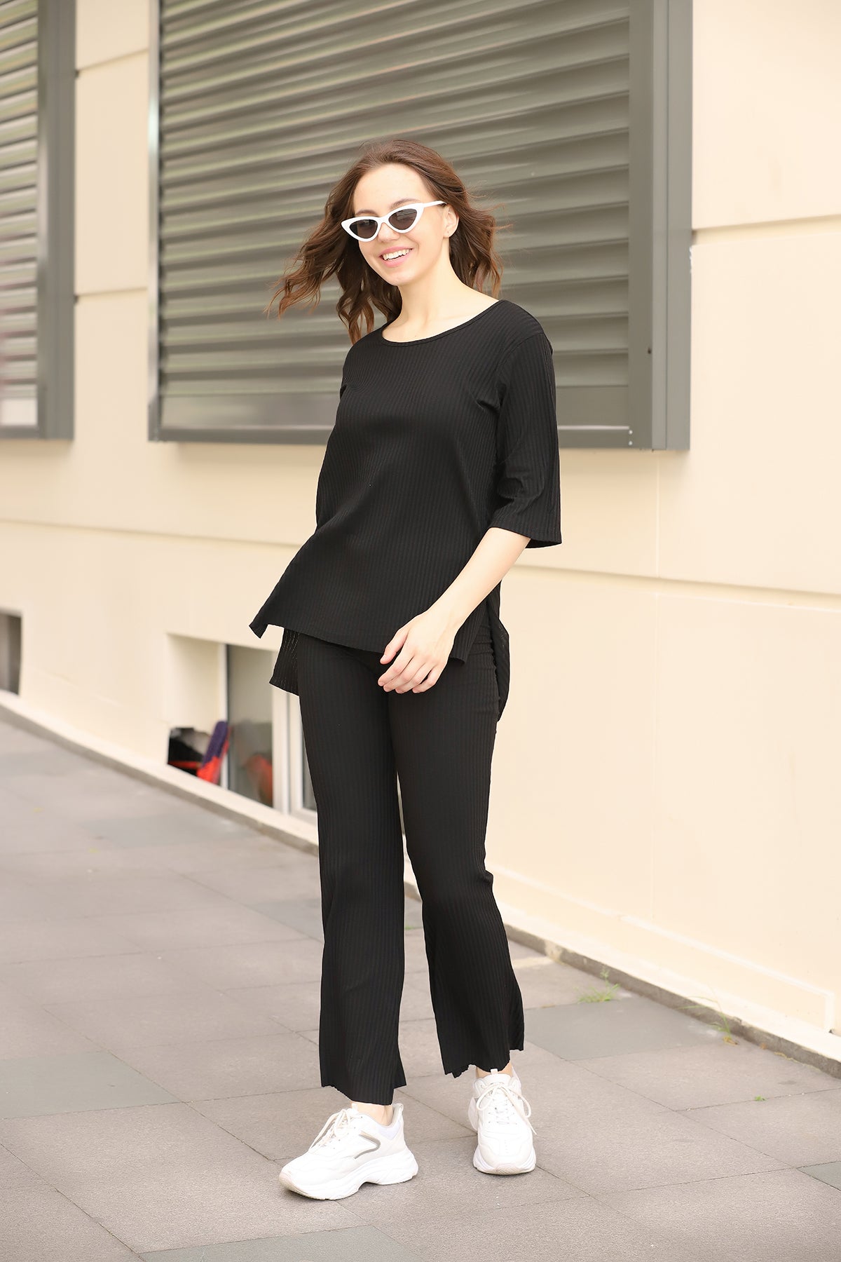 Womens 2 Piece Viscose Side Slit Detail Top and Pants Co Ord Set WTVCO52