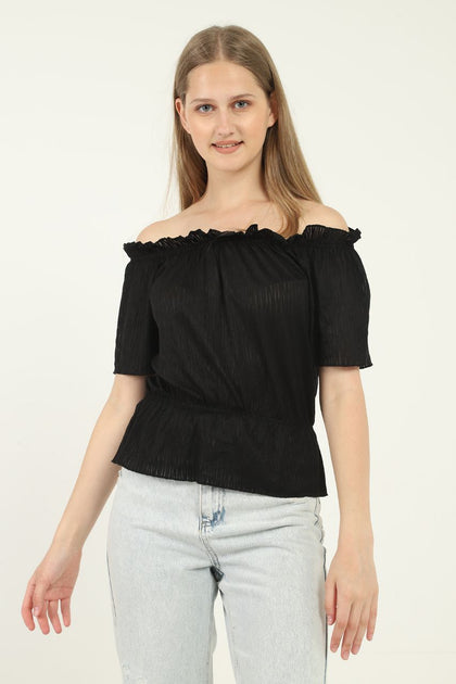 Women's Off Shoulder Shirred Top - WST16