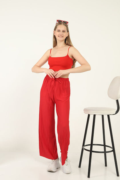 Women's Tie Waist Formal Pleated Pants - MWFPP2