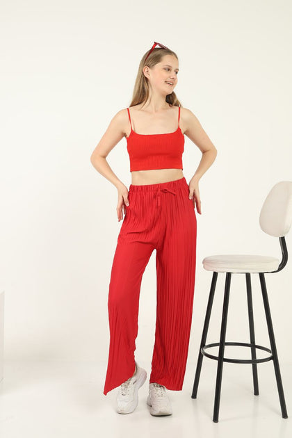 Women's Tie Waist Formal Pleated Pants - MWFPP2