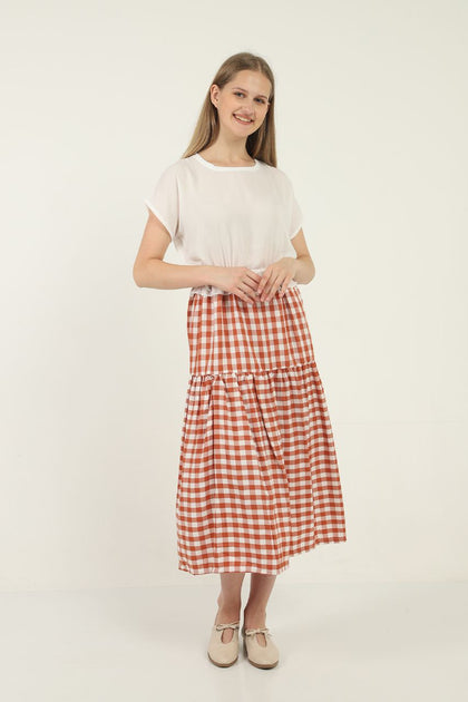 Women's Gingham Panel Summer Dress - MWSD10