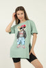 Women's Oversized Print Detail Cotton T-Shirt MEPST225