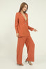 Womens Linen Style Blazer and Pants Suit - WSSSUT2