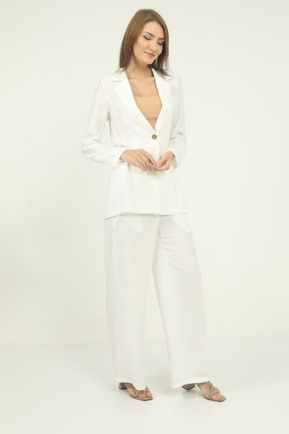 Womens Linen Style Blazer and Pants Suit - WSSSUT1