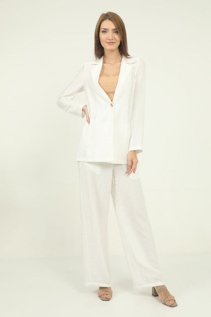 Womens Linen Style Blazer and Pants Suit - WSSSUT1