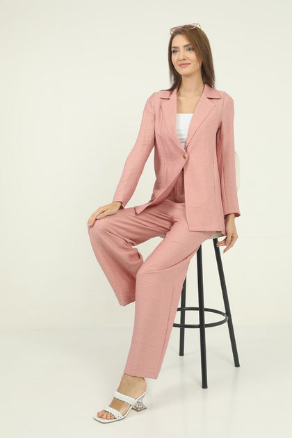 Womens Linen Style Blazer and Pants Suit - WSSSUT3