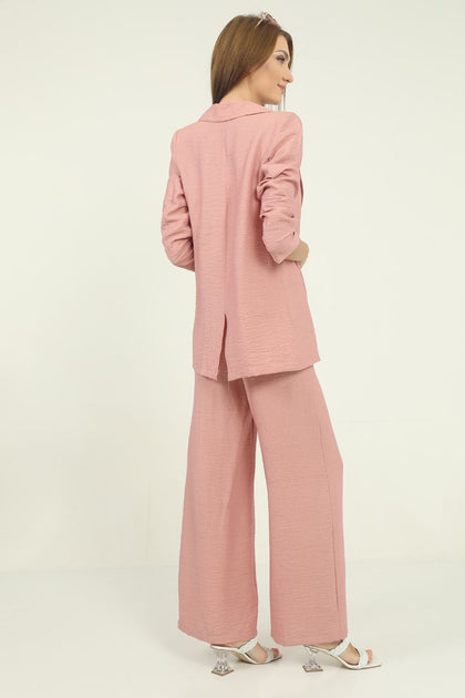 Womens Linen Style Blazer and Pants Suit - WSSSUT3