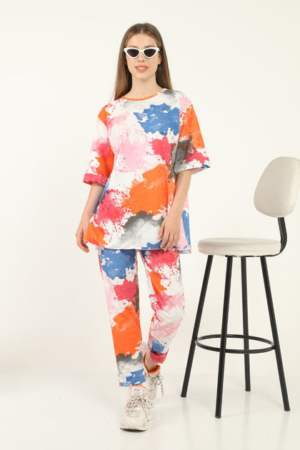 Womens 2 Piece Summer Paint Print Co Ord Set WTSPCO48