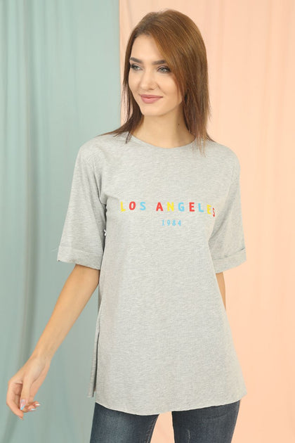 Women's Oversized Print Detail Cotton T-Shirt MEPST286