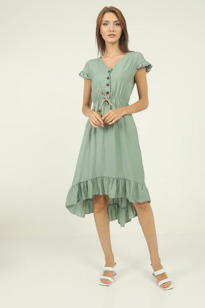 Women's Tie and Button Detail Summer Dress - MWSD30