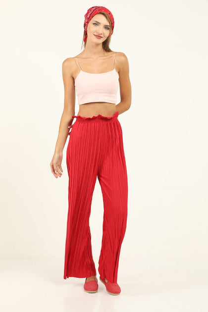 Women's Frill Waist Formal Pleated Pants - MWFPP4