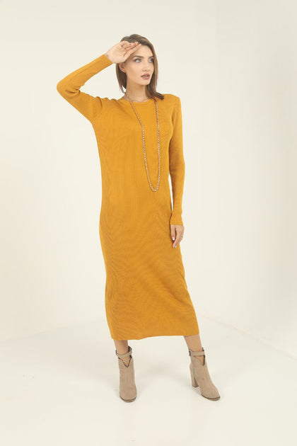 Womens Knitted Round Neck Maxi Dress MEWKND75