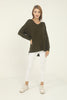 Women's Oversized V Neck Knitted Sweater by Memnu - MEWS167