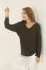 Women's Oversized V Neck Knitted Sweater by Memnu - MEWS167