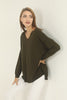 Women's Oversized V Neck Knitted Sweater by Memnu - MEWS167