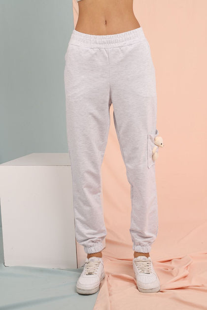 Women's Teddy Bear Pocket Detail Jogger Pants - MWJP76