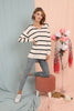 Women's Oversized Knitted Striped Sweater by Memnu - MEWS178