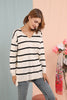 Women's Oversized Knitted Striped Sweater by Memnu - MEWS178