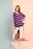 Women's Oversized Knitted Striped Sweater by Memnu - MEWS175