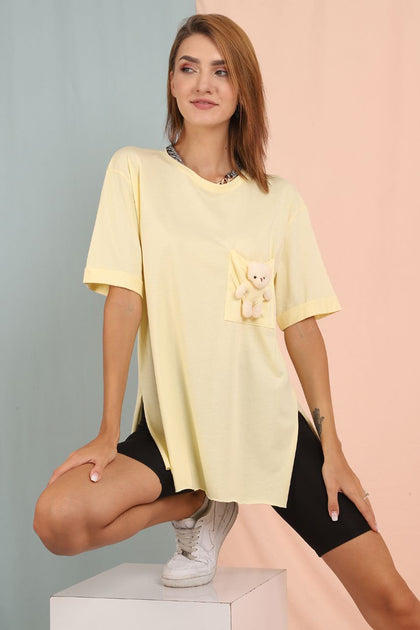 Women's Teddy Bear Pocket T-Shirt MEPST375