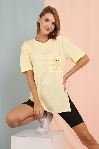 Women's Teddy Bear Pocket T-Shirt MEPST375