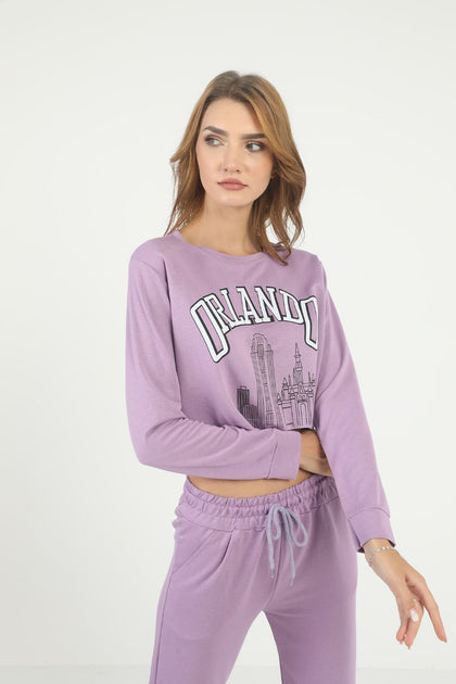 Women's Printed Crop Sweatshirt - WCSS8