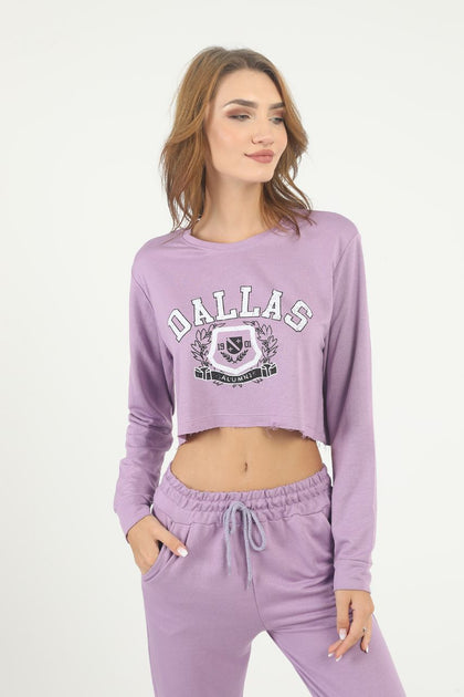 Women's Printed Crop Sweatshirt - WCSS9