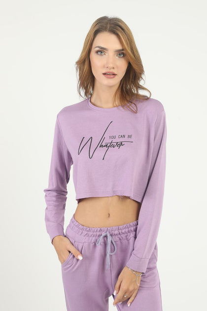 Women's Printed Crop Sweatshirt - WCSS10