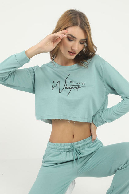 Women's Printed Crop Sweatshirt - WCSS24