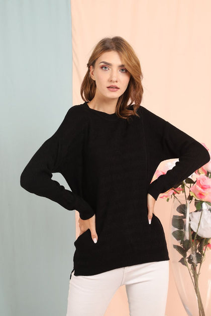 Women's Textured Detail Sweater by Memnu - MEWS185