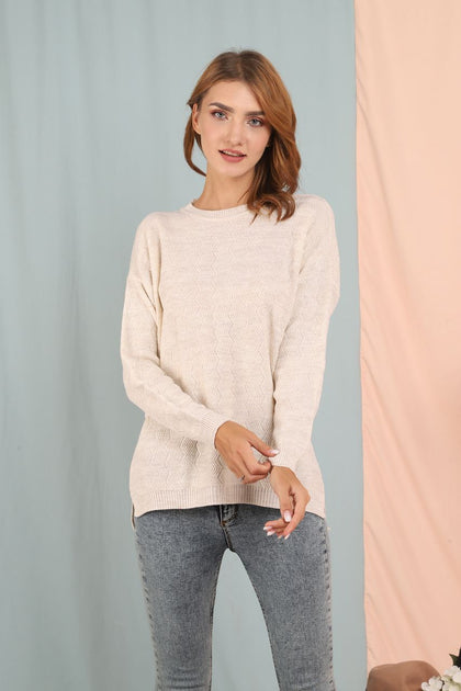 Women's Textured Detail Sweater by Memnu - MEWS183