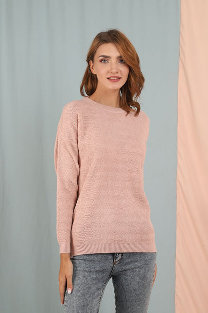 Women's Textured Detail Sweater by Memnu - MEWS182